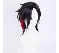 WCCNKK Anime Cosplay Parrucca Arcane Vi Capelli Corti Neri Rossi Halloween Costume Cosplay Parrucca, Per Festa Carnevale Natale, Mostra Di Animazione, Accessori Decorativi, Con Berretto Per Parrucca