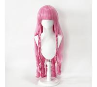 WCCNKK Anime Cosplay Perona Parrucca, Capelli Lunghi E Ricci Rosa, Materiale Resistente al Calore, con Cappuccio Parrucca Gratuito, per Festa Carnevale Halloween, Regalo Anime,A