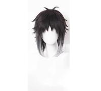 WCCNKK Cos Wig Parrucca Anime Ryunosuke Akutagawa Cosplay Parrucca, Capelli Corti Bianchi Sfumati Neri, Parrucca Costume di Halloween, Festa in Maschera, Regali Anime, Accessori Decorativi