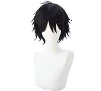 WCCNKK Cos Wig Parrucca Cosplay Corta Nera di Zack Isaac Foster for I Fan di Angels of Death, Adatto per La Festa di Halloween, con Cuffia per Parrucca, Accessori Decorativi