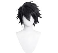 WCCNKK Death Note L·Lawliet Parrucca Capelli Ricci Corti Neri Cosplay Capelli Sintetici Halloween Festa di Carnevale + Protezione Parrucca Gratuita, Regalo Decorativo