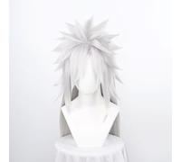 WCCNKK Parrucca Cosplay Anime Jiraiya Parrucca, Capelli Lunghi Grigio-Argento, con Rete per Parrucca, per Festa Carnevale Halloween Cosplay Parrucca, Regalo per Fan Dell'anime