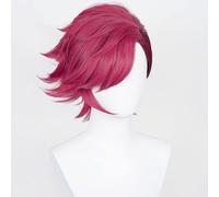 WCCNKK Parrucca Cosplay Anime, Parrucca Arcane VI, Parrucche Corte Uomo E Donna Colore Rosa Profondo con Cappuccio per Parrucca, per Halloween, Feste, Carnevale, Vita Notturna, Regalo Dell'anime