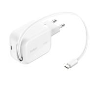 Belkin UltraCharge Caricatore USB C da 45W con Cavo USB-C Retrattile da 0,8m e Porta USBC, Carica Batterie Cellulare Rapido per iPhone 17/16 Series, Galaxy S26 Series, AirPods, Tablet, MacBook, Laptop