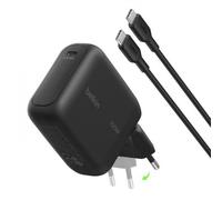 Belkin BoostCharge Caricatore USB C GaN 100W, Carica Batterie Cellulare Compatto con Spina Pieghevole per iPhone 17, Samsung Galaxy S26, Pixel 10, Tablet, MacBook, Cavo USB-C da 1,5 m Incluso- Nero