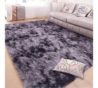 WCHENHUI Tappeti Shaggy 70 x 120 cm Antiscivolo e Morbido, Tie Dye Tappeto Salotto Lavabile in Lavatrice Morbido e Soffice per Esterni Cucina Balcone Terrazza, Grigio Scuro