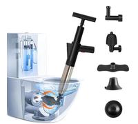 WCIC Pistola sbloccante ad alta pressione con 4 testine sostituibili, sblocca lavandini, WC, scarichi a pavimento, tubi doccia e zoccoli (nero)