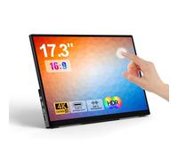 WCKUN - Monitor portatile con display touch da 17,3 pollici, 4K 60Hz, 3840 x 2160, telaio in metallo, monitor da viaggio con supporto e doppio altoparlante, USB C, HDMI Plug&Play per laptop