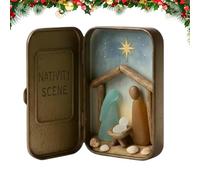 Wcmxdg Presepe Da Interno,Figure Religiose In Marino E Legno - Figure del Presepe con Scatola di Latta | Per Casa Ufficio Soggiorno Celebrazioni Stagionali Raduni Familiari Feste