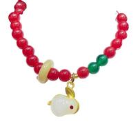 WCOCOW 2 braccialetti Feng Shui con quarzo agata e ciondolo a forma di coniglio, braccialetto con perline di cristallo da 6 mm, braccialetto con pietre chakra, talismano, braccialetto portafortuna da