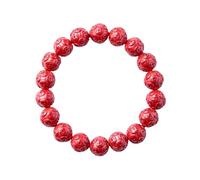 WCOCOW Braccialetto Feng Shui con cristalli cinabro, braccialetto elastico con perline intagliate monete antiche ricchezza, amuleto buddista con perline Mala braccialetto portafortuna per donne e