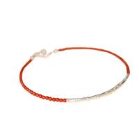 WCOCOW Braccialetto Feng Shui in agata rossa meridionale, braccialetto in argento Sterling con ciondolo in bambù, braccialetto Reiki cristallo chakra, braccialetto regolabile per buona fortuna per le