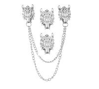 WCRAZYE 2PCS lunga catena spilla punk testa di lupo nappa spilla pin per donne uomini fresco retrò animale testa collare cappotto pin corsage pin regali di Natale, Lega di acciaio, sconosciuto