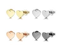 WCRAZYE 4 paia di orecchini a perno a forma di cuore, da donna, minimalisti, in acciaio inossidabile, piccoli orecchini a forma di cuore, per cartilagine, trago, Natale, compleanno, San Valentino