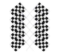 WCRAZYE Bandiera a scacchi in bianco e nero con bandiera da corsa su bastone, mini bandiera da corsa Formula 1, piccola bandiera portatile in miniatura per auto da corsa, bandiere NASCAR con punta a
