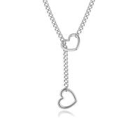 WCRAZYE Collana a catena con anello a forma di cuore, per donne, punk gotico, in acciaio inox, collana cubana rock, lunga collana regolabile Lariat Y-collana, 60 CM, Acciaio inossidabile, Nessuna