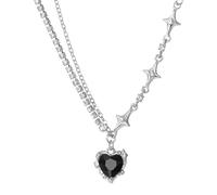 WCRAZYE Collana vintage gotica a forma di cuore per le donne delicata moda nero irregolare cuore ciondolo girocollo Y2k Coquette estetica grunge stella cuore collana gioielli di Halloween, Zinco