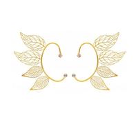 WCRAZYE Orecchie di fata elfo foglie polsini non piercing per le donne scavate fiore foglia ala nappa elfo artigianato fata orecchini polsino Cosplay costume accessori per le donne, Zinco, Cristallo