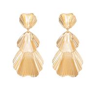 WCRAZYE Orecchini a fiore in oro per le donne orecchini a fiore esagerato orecchini grandi in metallo orecchini a fiore in oro bohémien elegante fiore moda orecchini pendenti grossi petali floreali