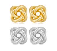 WCRAZYE Orecchini a perno da donna con nodo d'amore, placcati in oro e argento, geometrici, a sfera, con nodo celtico, per orecchie sensibili, Small, Lega di acciaio, Nessuna pietra preziosa