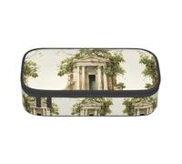 WCXTHGFA Antico edificio con ramo d'ulivo romano e stampa greca elegante astuccio portamatite, grande capacità, ideale per viaggi o uso quotidiano, Nero , Taglia unica, Astuccio per trucchi