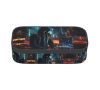 WCXTHGFA Astuccio elegante con stampa di hacker Attack, astuccio grande capacità, ideale per viaggi o uso quotidiano, Nero , Taglia unica, Astuccio per trucchi