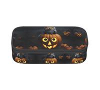 WCXTHGFA Astuccio elegante con stampa di Halloween gufo fantasma zucca 1, astuccio grande capacità, ideale per viaggi o uso quotidiano, Nero , Taglia unica, Astuccio per trucchi