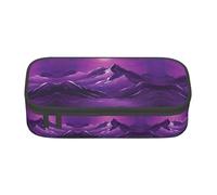 WCXTHGFA Astuccio elegante con stampa di montagne viola, grande capacità, ideale per viaggi o uso quotidiano, Nero , Taglia unica, Astuccio per trucchi