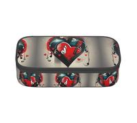 WCXTHGFA Astuccio elegante con stampa Treble Love and Music, grande capacità, ideale per viaggi o uso quotidiano, Nero , Taglia unica, Astuccio per trucchi