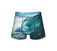 WCXTHGFA Biancheria intima comoda degli uomini della stampa del surf dell'onda verde dell'oceano, slip del pugile per gli uomini, biancheria intima degli uomini, Nero , L