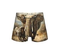 WCXTHGFA Biancheria intima comoda degli uomini della stampa del vecchio elefante e del giovane elefante, slip del pugile per gli uomini, biancheria intima degli uomini, Nero , 3XL