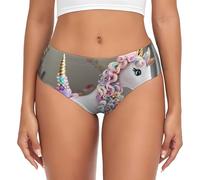 WCXTHGFA Biancheria intima da donna con stampa di unicorno, mutandine in morbido misto cotone per donna comoda cintura elastica, Nero , L