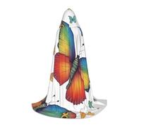 WCXTHGFA Costume di Halloween con stampa arcobaleno e farfalla, mantello medievale con comodo cappuccio, per cosplay, feste e molto altro ancora