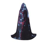 WCXTHGFA Costume di Halloween con stampa dell'era hacker, mantello medievale con comodo cappuccio, per cosplay, feste e molto altro ancora