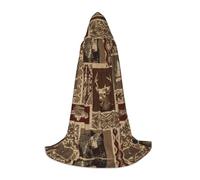 WCXTHGFA Costume di Halloween con stampa di cervo alce e orso, mantello medievale con comodo cappuccio, per cosplay, feste e molto altro ancora