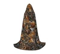 WCXTHGFA Costume di Halloween con stampa di cervo e orso da caccia, mantello medievale con comodo cappuccio, per cosplay, feste e molto altro ancora