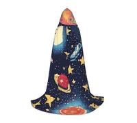 WCXTHGFA Costume di Halloween con stampa di cielo stellato, mantello medievale con comodo cappuccio, per cosplay, feste e molto altro ancora