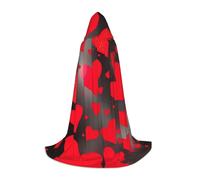 WCXTHGFA Costume di Halloween con stampa di cuori rossi fuochi d'artificio, mantello medievale con comodo cappuccio, per cosplay, feste e molto altro ancora