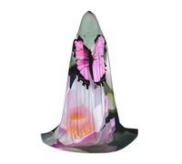 WCXTHGFA Costume di Halloween con stampa di farfalla rossa, mantello medievale con comodo cappuccio, per cosplay, feste e molto altro ancora