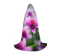 WCXTHGFA Costume di Halloween con stampa di farfalla viola con fiore rosso, mantello medievale con comodo cappuccio, per cosplay, feste e molto altro ancora