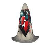 WCXTHGFA Costume di Halloween con stampa di Treble Love and Music, mantello medievale con comodo cappuccio, per cosplay, feste e molto altro ancora