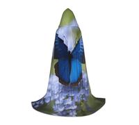 WCXTHGFA Costume di Halloween con stampa farfalla blu, mantello medievale con comodo cappuccio, per cosplay, feste e molto altro ancora