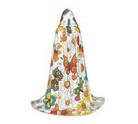 WCXTHGFA Costume di Halloween con stampa farfalla margherita, mantello medievale con comodo cappuccio, per cosplay, feste e molto altro ancora