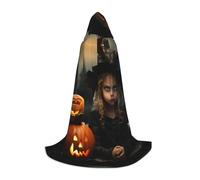 WCXTHGFA Costume di Halloween con stampa horror, mantello medievale con comodo cappuccio, per cosplay, feste e molto altro ancora