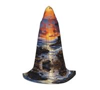 WCXTHGFA Costume di Halloween con stampa paesaggio marino irlandese, mantello medievale con comodo cappuccio, per cosplay, feste e molto altro ancora