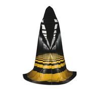 WCXTHGFA Costume di Halloween con stampa scozzese gialla grigia nera, mantello medievale con comodo cappuccio, per cosplay, feste e molto altro ancora