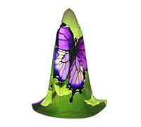 WCXTHGFA Costume di Halloween con stampa viola farfalla, mantello medievale con comodo cappuccio, per cosplay, feste e molto altro ancora