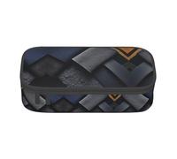 WCXTHGFA Elegante astuccio blu grigio con stampa a reticolo, grande capacità, ideale per viaggi o uso quotidiano, Nero , Taglia unica, Astuccio per trucchi