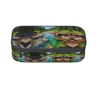 WCXTHGFA Elegante astuccio con stampa del parco nazionale dei ghiacciai, astuccio di grande capacità, ideale per viaggi o uso quotidiano, Nero , Taglia unica, Astuccio per trucchi