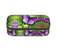 WCXTHGFA Elegante astuccio con stampa di farfalle viola, grande capacità, ideale per viaggi o uso quotidiano, Nero , Taglia unica, Astuccio per trucchi